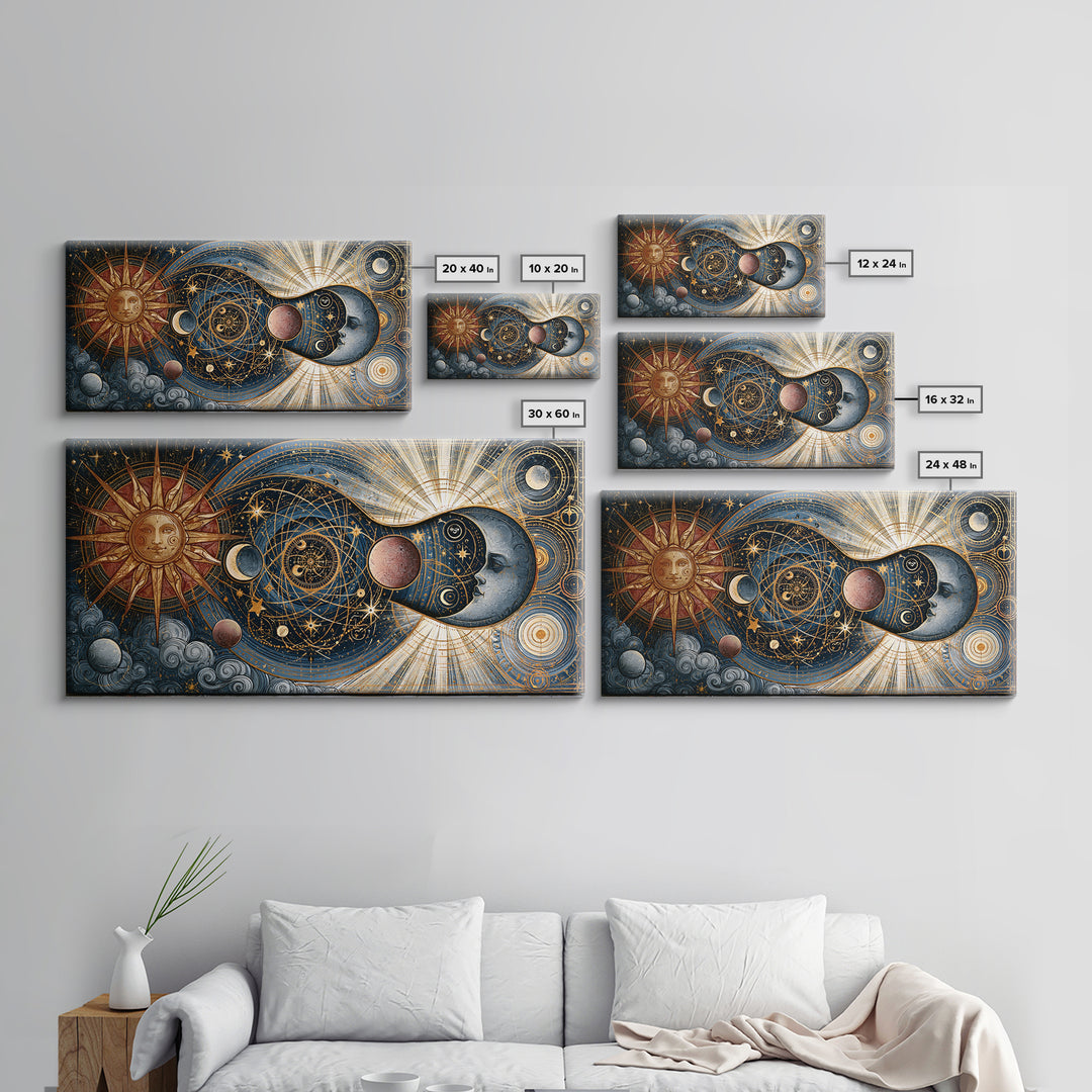 Sun and Moon Spiritual Balance Composition Canvas Print, Spiritual Art, Art Prints, Living Room Decor, Fine Art, Spirit, SPI-2x1-52