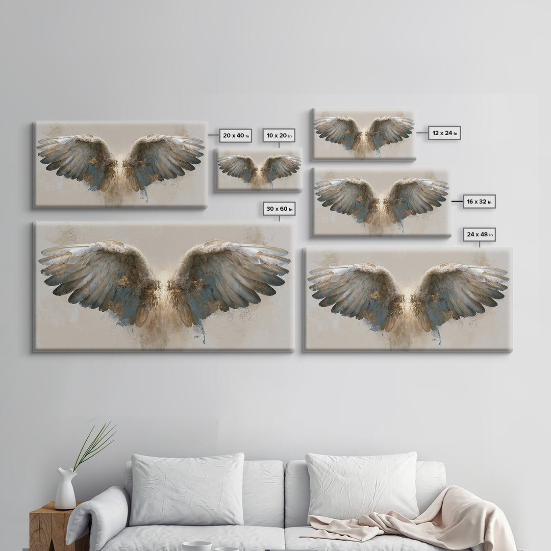 Angel Wings Emerging from Warm Light Canvas Print, Spiritual Art, Neutral Decor, Living Room Decor, Fine Art, Spirit, SPI-2x1-69