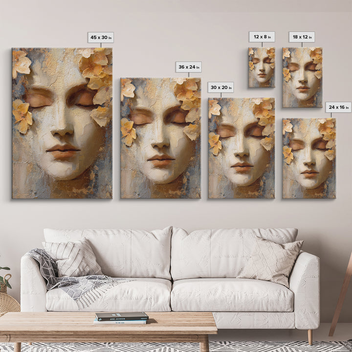 Third Eye Symbol Surrounded by Flowers Framed Canvas Print, Spiritual Art, Digital Print, Living Room Decor, Fine Art, Spirit, SPI-2x3-38