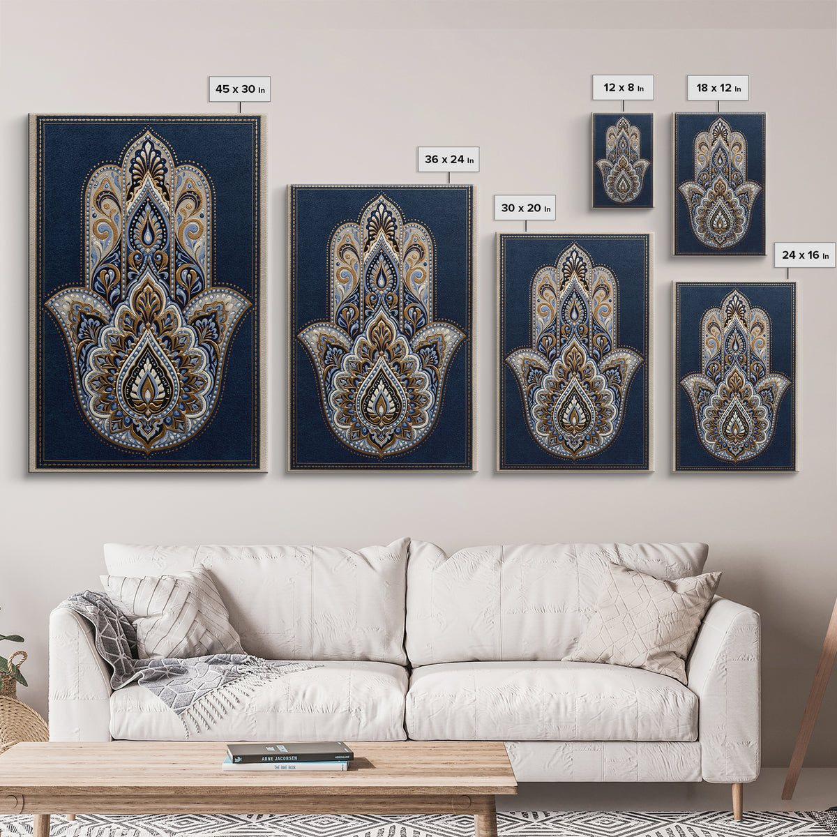 Protective Hand Motif Framed Canvas Print, Spiritual Art, Gallery Decor, Living Room Decor, Fine Art, Spirit, Poster, SPI-2x3-55