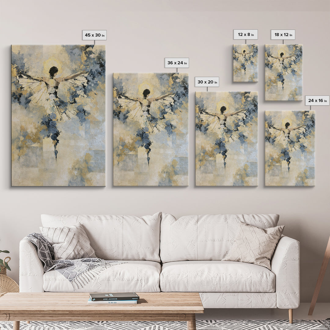 Chakra Inspired Figure in Soft Colors Framed Canvas Print, Spiritual Art, Textured Painting, Living Room Decor, Spirit, SPI-2x3-63
