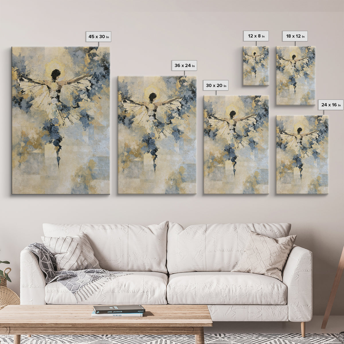 Chakra Inspired Figure in Soft Colors Framed Canvas Print, Spiritual Art, Textured Painting, Living Room Decor, Spirit, SPI-2x3-63