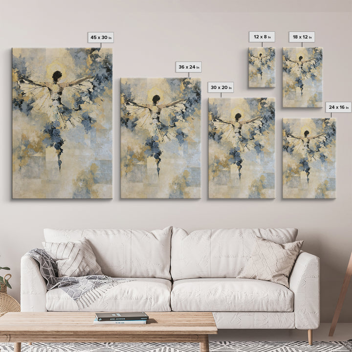 Chakra Inspired Figure in Soft Colors Framed Canvas Print, Spiritual Art, Textured Painting, Living Room Decor, Spirit, SPI-2x3-63