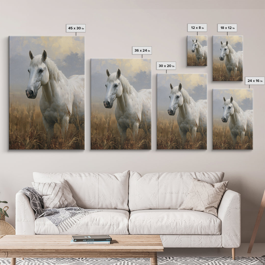 White Horse in Misty Sacred Landscape Canvas Print, Spiritual Art, Printable Art, Living Room Decor, Fine Art, Spirit, SPI-2x3-66