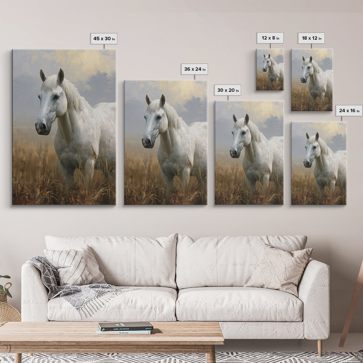 White Horse in Misty Sacred Landscape Canvas Print, Spiritual Art, Printable Art, Living Room Decor, Fine Art, Spirit, SPI-2x3-66