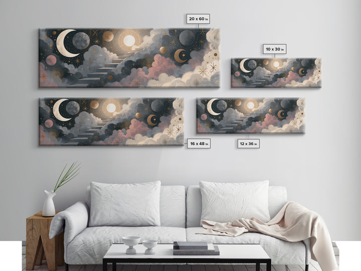 Celestial Staircase Through Clouds Canvas Print, Spiritual Art, Boho Decor, Living Room Decor, Fine Art, Spirit, Art Prints, SPI-3x1-33
