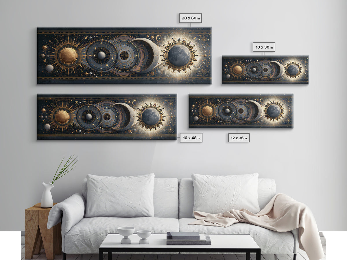 Sun and Moon Spiritual Balance Composition Canvas Print, Spiritual Art, Wallart, Living Room Decor, Fine Art, Spirit, SPI-3x1-96