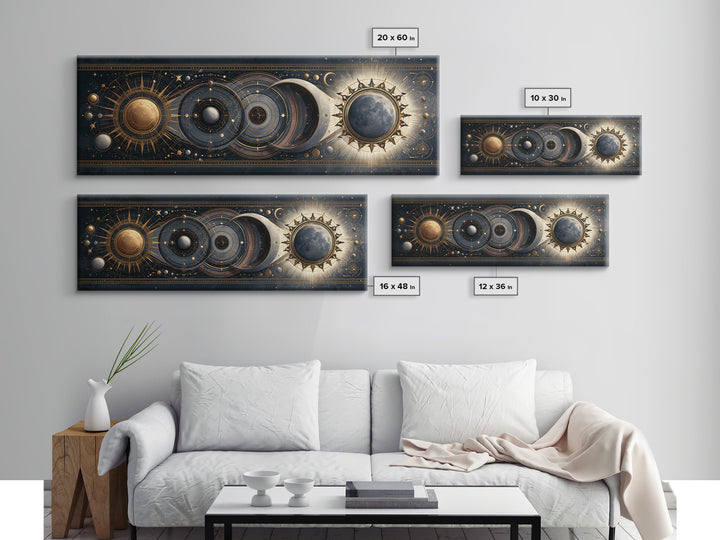 Sun and Moon Spiritual Balance Composition Canvas Print, Spiritual Art, Wallart, Living Room Decor, Fine Art, Spirit, SPI-3x1-96