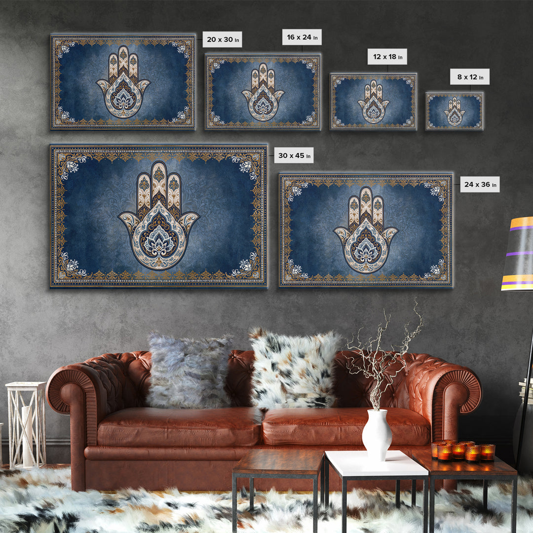 Protective Hand Motif Framed Canvas Print, Spiritual Art, Christian Wall Art, Living Room Decor, Spirit, Canvas Painting, SPI-3x2-27