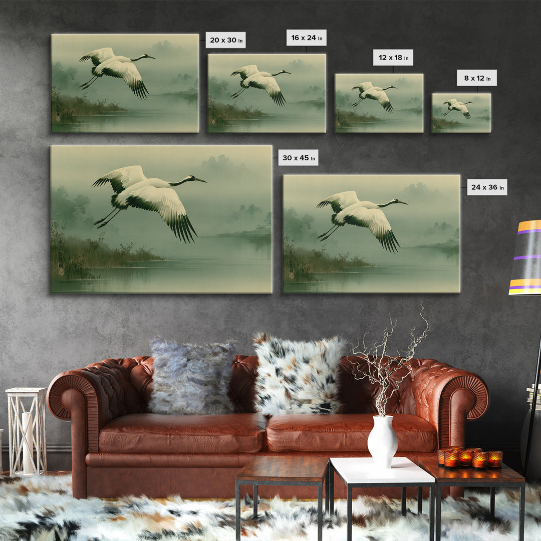 White Crane Flying Canvas Print, Spiritual Art, Fine Art Print, Living Room Decor, Fine Art, Spirit, Digital Prints, Art Prints, SPI-3x2-4