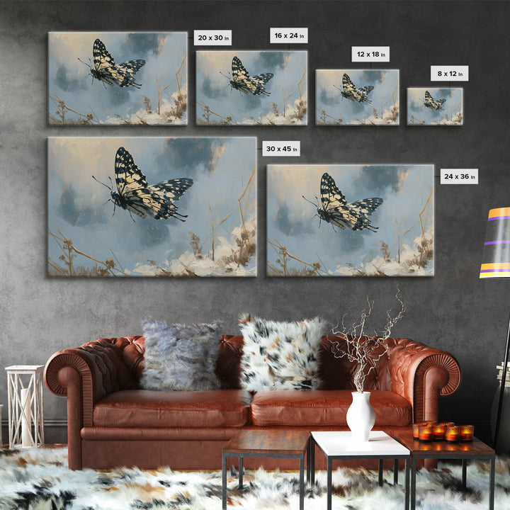 Butterfly Transformation Scene Canvas Print, Spiritual Art, Minimalist Wall Art, Living Room Decor, Abstract Art, Spirit, SPI-3x2-43
