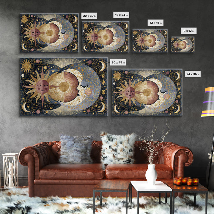 Sun and Moon Spiritual Balance Composition Canvas Print, Spiritual Art, African American Art, Living Room Decor, Spirit, SPI-3x2-84