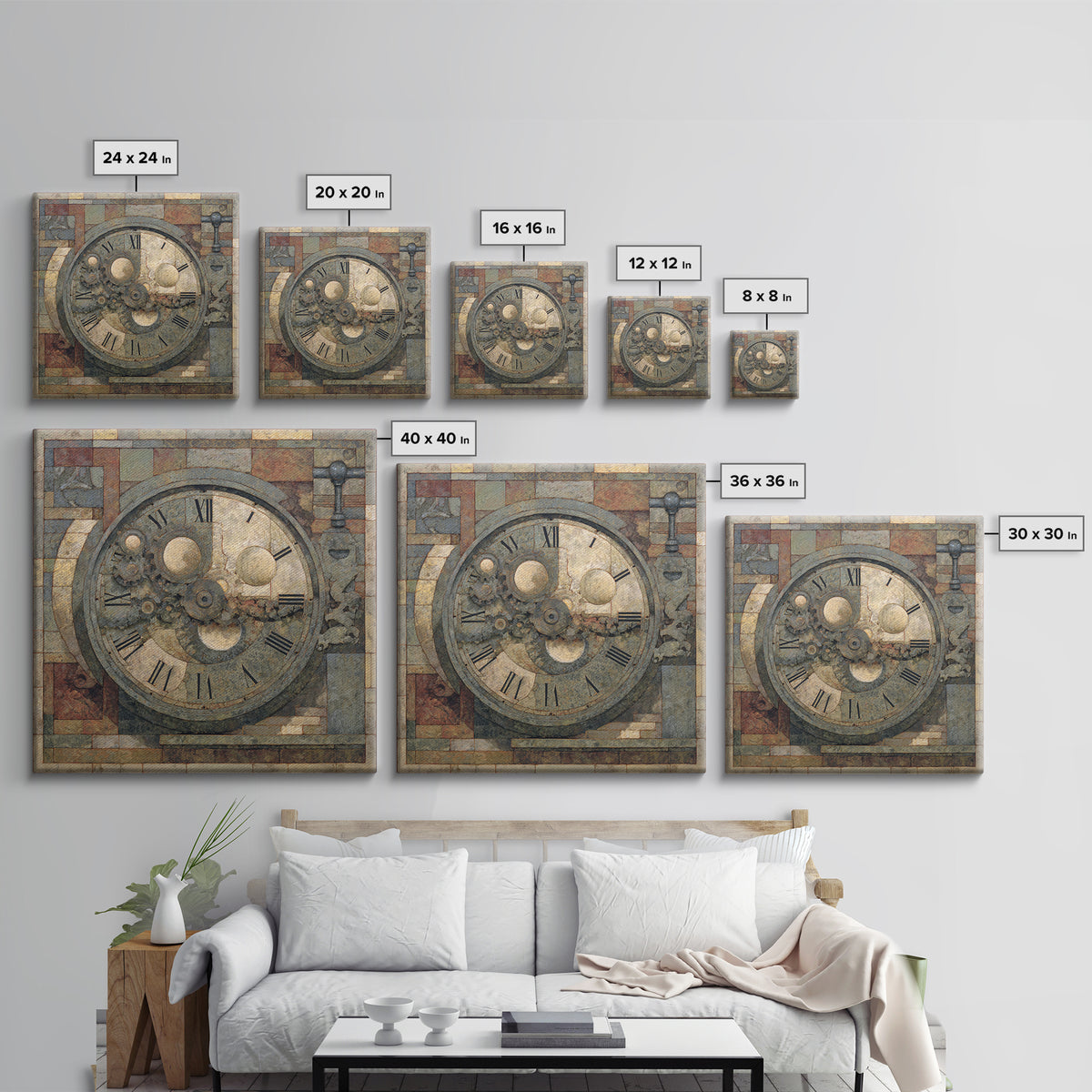 Gear Heart with Pipes and Valves Framed Canvas Print, Steampunk Art, Abstract Art, Living Room Decor, Fine Art, Mechanic, STE-1x1-44