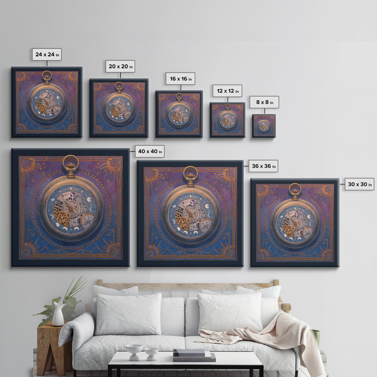 Gear Filled Pocket Watch Framed Canvas Print, Steampunk Art, Steampunk, Living Room Decor, Mechanic, Wall Art Living Room, STE-1x1-8