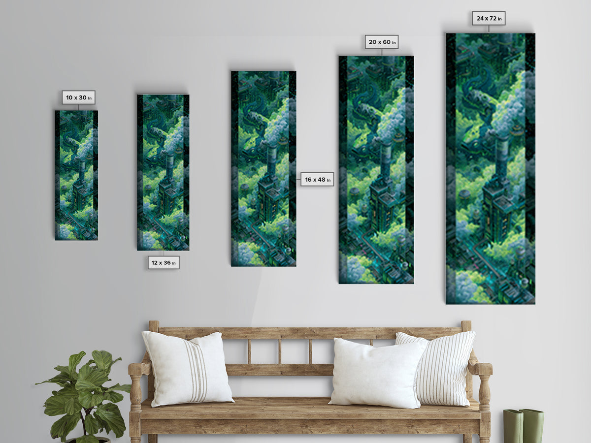 Mechanical Fish Swimming Through Clouds Canvas Print, Steampunk Art, Gothic Art, Living Room Decor, Fine Art, Mechanic, STE-1x3-10