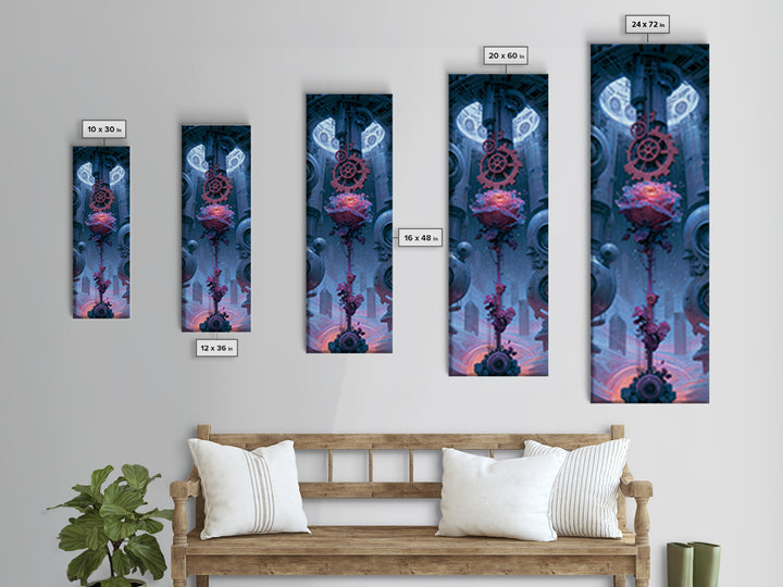 Mechanical Rose Made of Copper Gears Framed Canvas Print, Steampunk Art, Canvas Art, Living Room Decor, Abstract Art, Mechanic, STE-1x3-15
