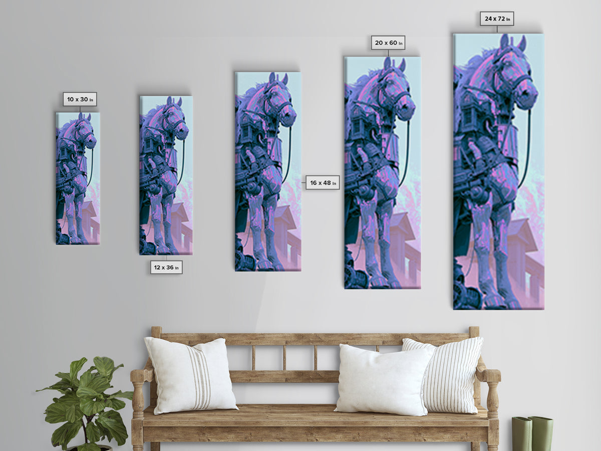 Steam Powered Horse Canvas Print, Steampunk Art, Printable Art, Living Room Decor, Oil Painting, Mechanic, Steampunk Decor, STE-1x3-27