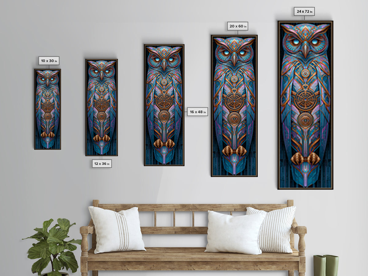 Brass Clockwork Owl Canvas Print, Steampunk Art, Minimalist Decor, Living Room Decor, Fine Art, Mechanic, Abstract Art, STE-1x3-37