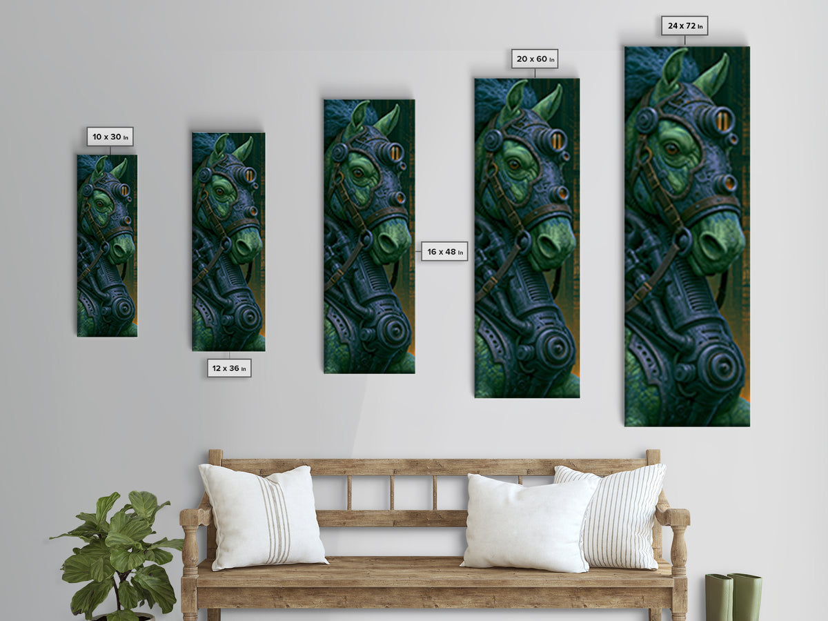 Steam Powered Horse Canvas Print, Steampunk Art, Steampunk Lamp, Living Room Decor, Abstract Art, Mechanic, Textured Painting, STE-1x3-51
