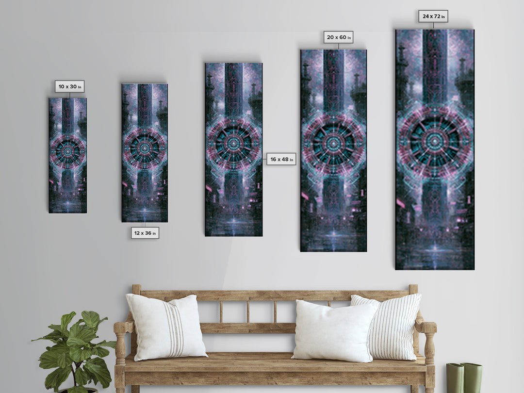 Cogwheel Mandala in Bronze and Teal Framed Canvas Print, Steampunk Art, Art Nouveau, Living Room Decor, Fine Art, Mechanic, STE-1x3-52