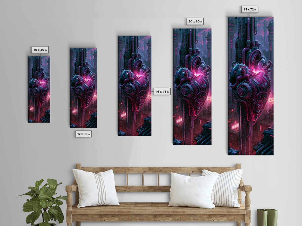 Gear Heart with Pipes and Valves Canvas Print, Steampunk Art, Boho Wall Art, Living Room Decor, Fine Art, Mechanic, Dark Art, STE-1x3-56