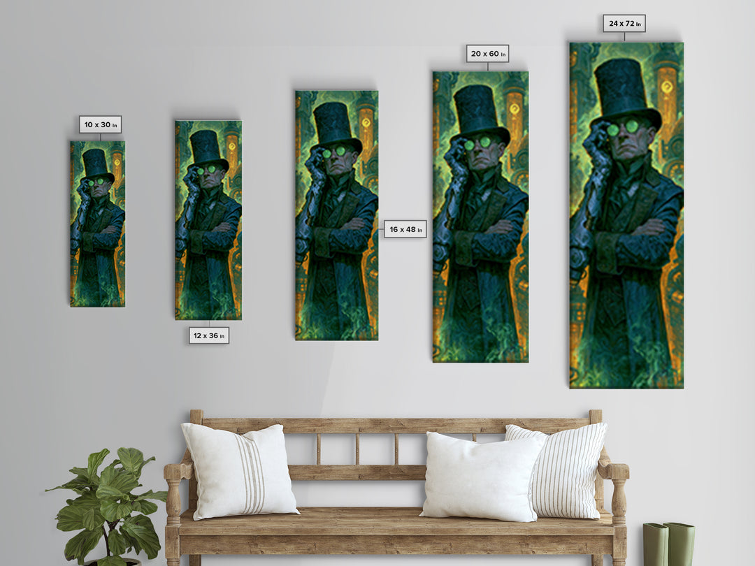 Victorian Inventor Portrait Canvas Print, Steampunk Art, Abstract Art Print, Living Room Decor, Fine Art, Mechanic, STE-1x3-67