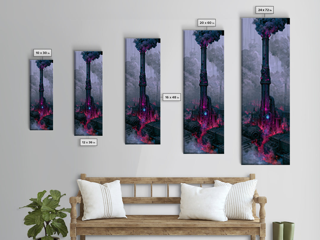 Steam Powered City Skyline Canvas Print, Steampunk Art, Wall Art Living Room, Living Room Decor, Abstract Art, Mechanic, STE-1x3-81