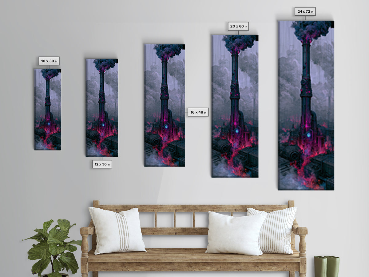 Steam Powered City Skyline Canvas Print, Steampunk Art, Wall Art Living Room, Living Room Decor, Abstract Art, Mechanic, STE-1x3-81