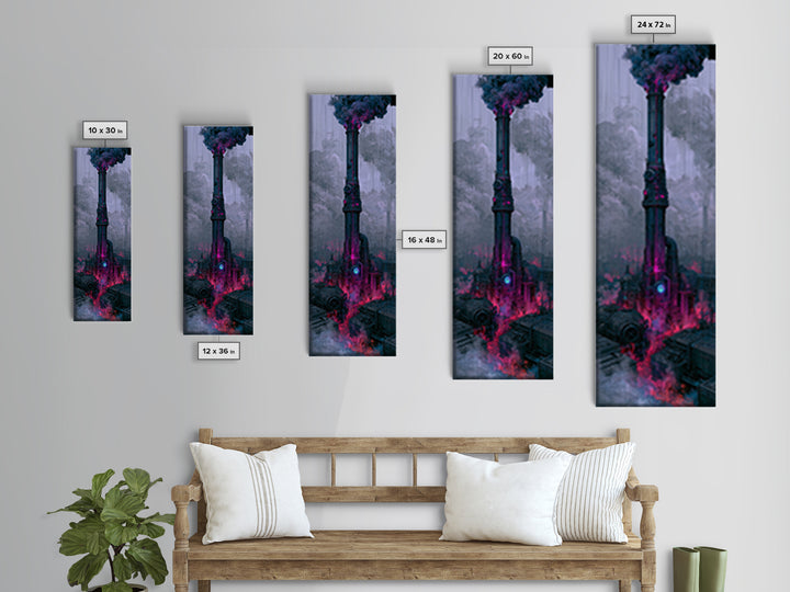Steam Powered City Skyline Canvas Print, Steampunk Art, Wall Art Living Room, Living Room Decor, Abstract Art, Mechanic, STE-1x3-81