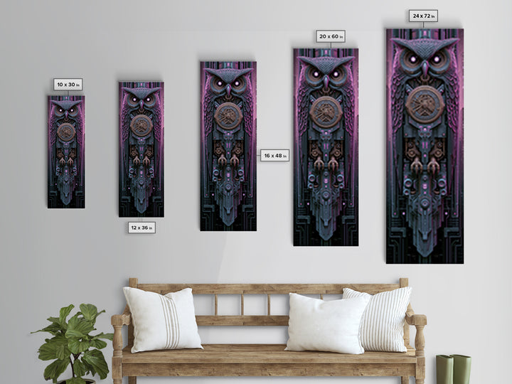 Brass Clockwork Owl Canvas Print, Steampunk Art, Art Nouveau, Living Room Decor, Mechanic, Modern Art, Digital Download Art, STE-1x3-85
