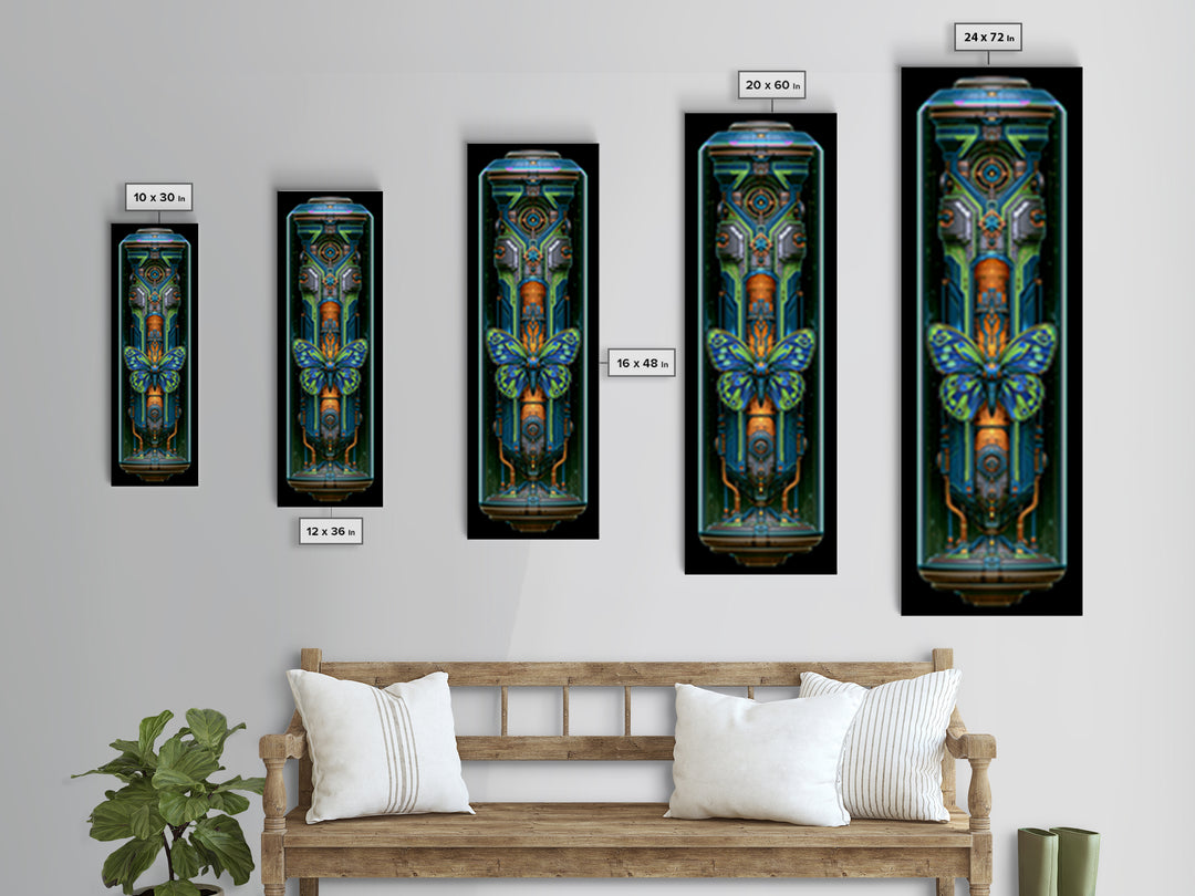 Mechanical Butterfly Specimen Canvas Print, Steampunk Art, Textured Painting, Living Room Decor, Mechanic, Original Art, STE-1x3-98