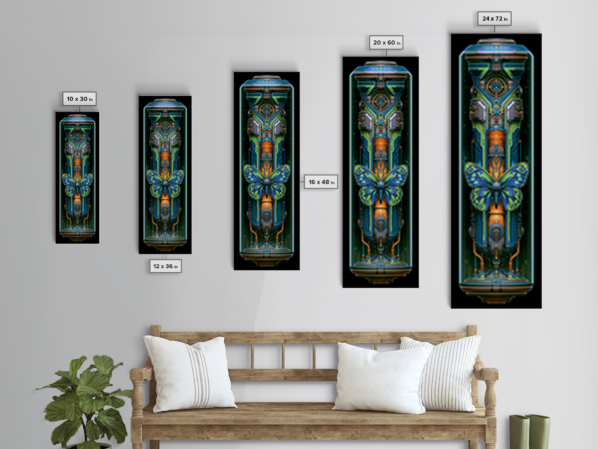 Mechanical Butterfly Specimen Canvas Print, Steampunk Art, Textured Painting, Living Room Decor, Mechanic, Original Art, STE-1x3-98