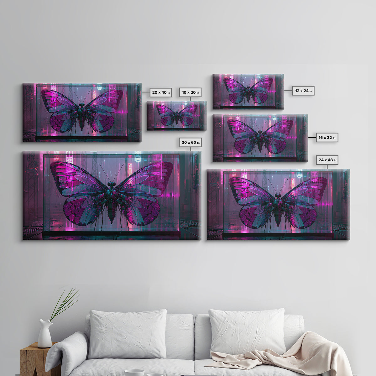 Mechanical Butterfly Specimen Framed Canvas Print, Steampunk Art, Contemporary Art, Living Room Decor, Fine Art, Mechanic, STE-2x1-34