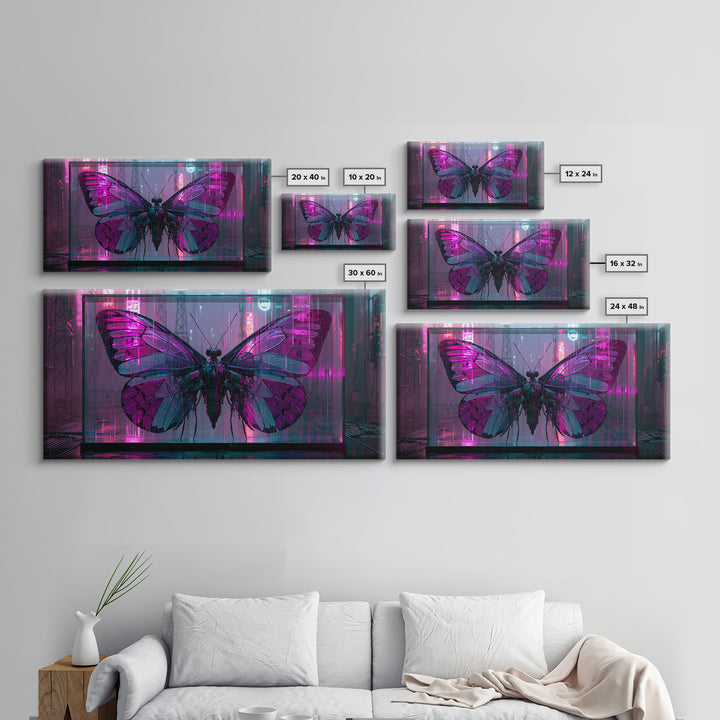 Mechanical Butterfly Specimen Framed Canvas Print, Steampunk Art, Contemporary Art, Living Room Decor, Fine Art, Mechanic, STE-2x1-34