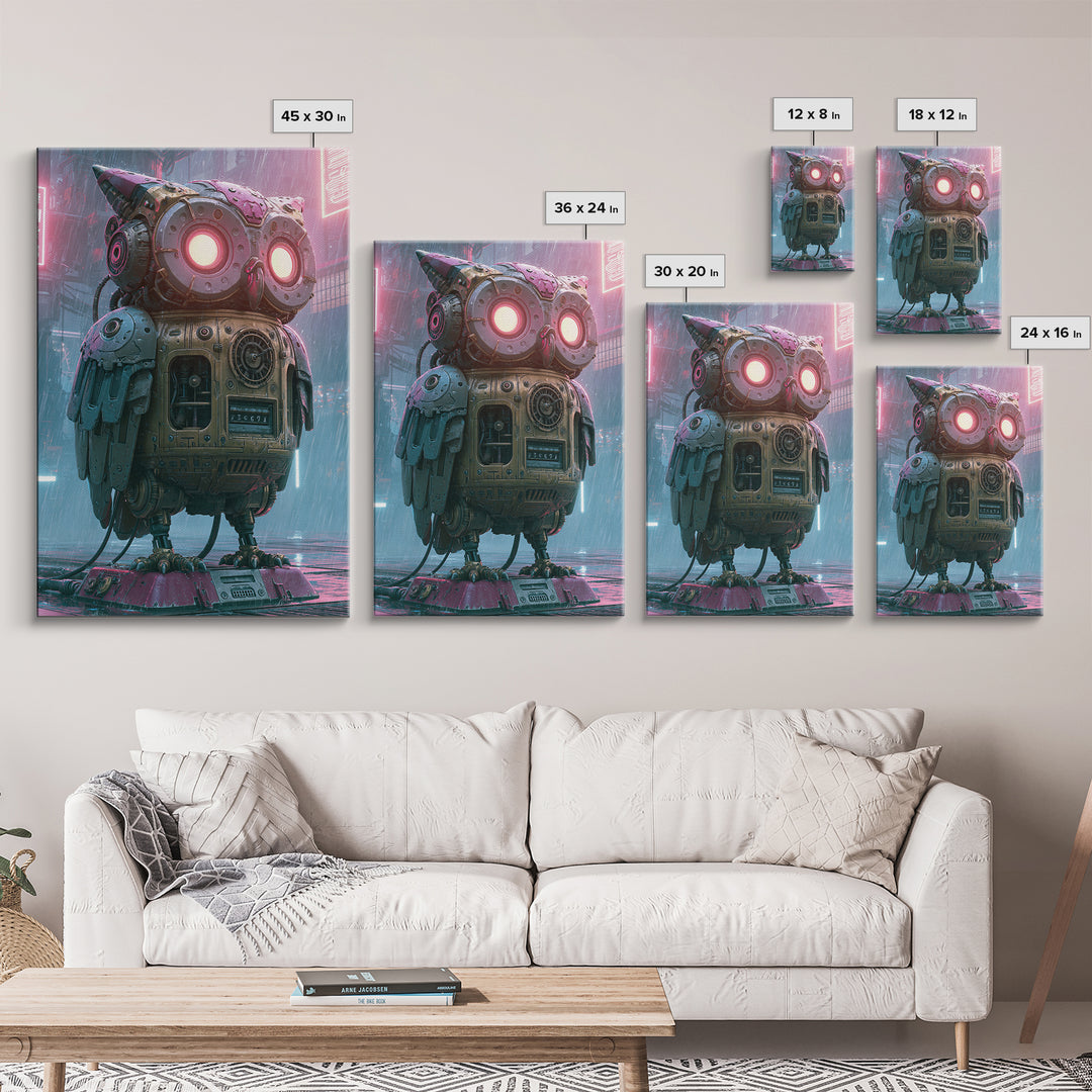 Brass Clockwork Owl Canvas Print, Steampunk Art, Cat Art, Living Room Decor, Oil Painting, Mechanic, Fine Art Print, STE-2x3-57