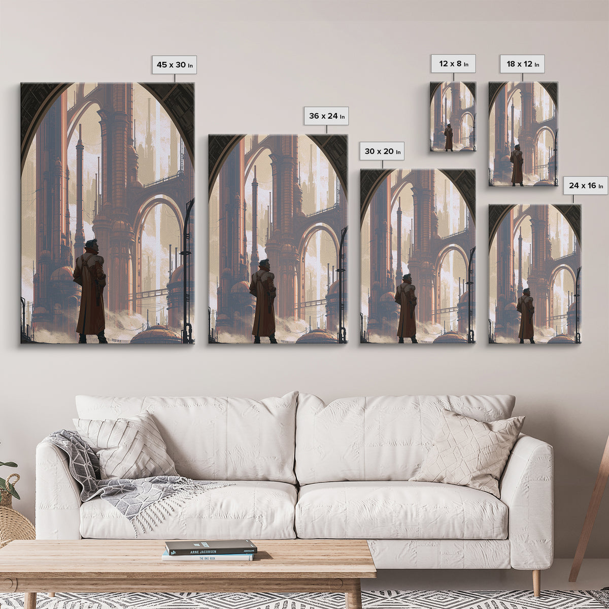 Steam Powered City Skyline Canvas Print, Steampunk Art, Wall Art Living Room, Living Room Decor, Abstract Art, Mechanic, STE-2x3-77