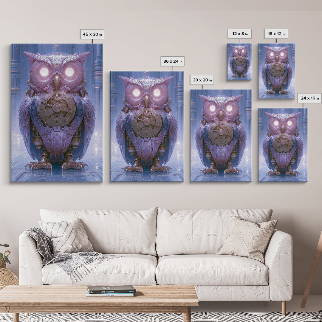 Brass Clockwork Owl Canvas Print, Steampunk Art, Art Nouveau, Living Room Decor, Mechanic, Modern Art, Digital Download Art, STE-2x3-9