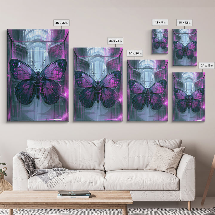Mechanical Butterfly Specimen Framed Canvas Print, Steampunk Art, Digital Print, Living Room Decor, Fine Art, Mechanic, STE-2x3-94