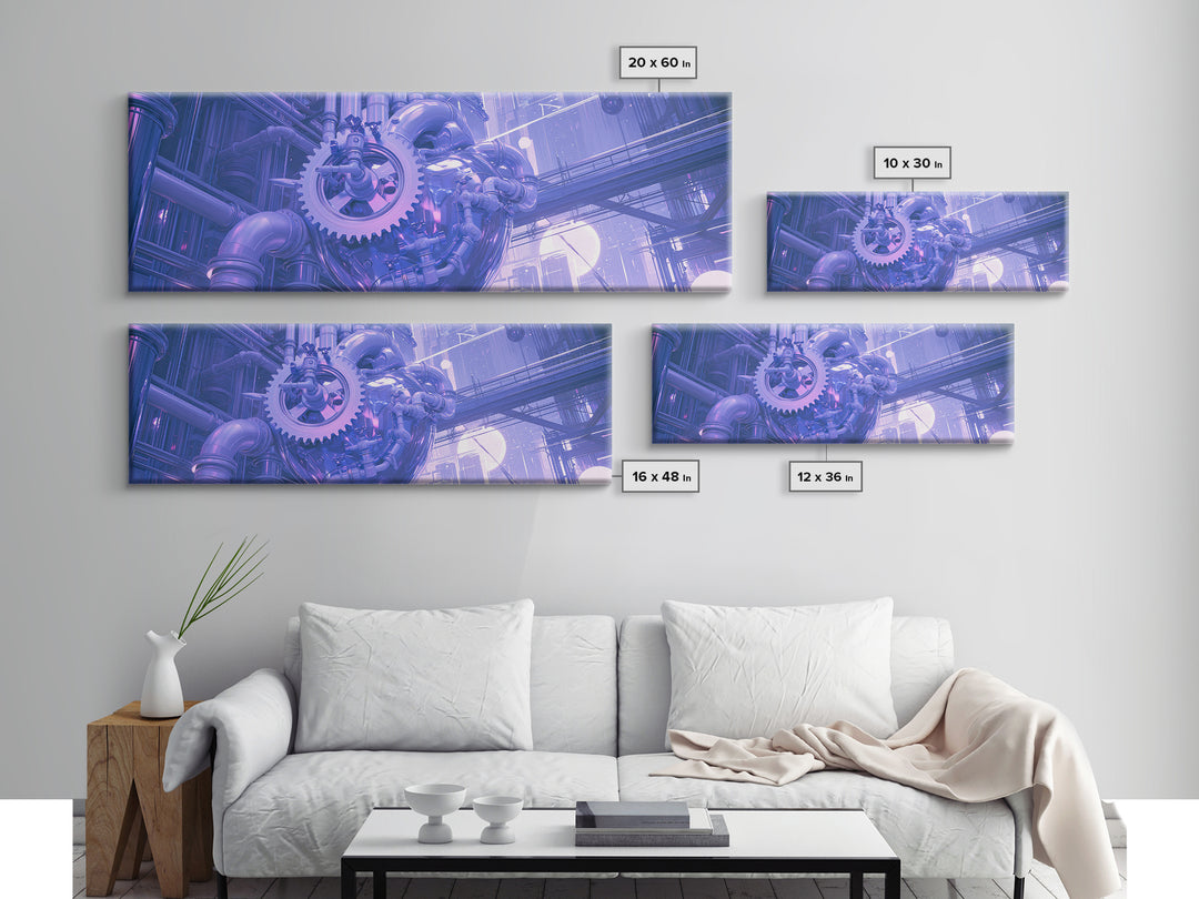 Gear Heart with Pipes and Valves Canvas Print, Steampunk Art, Gallery Decor, Living Room Decor, Fine Art, Mechanic, Wall Art, STE-3x1-36