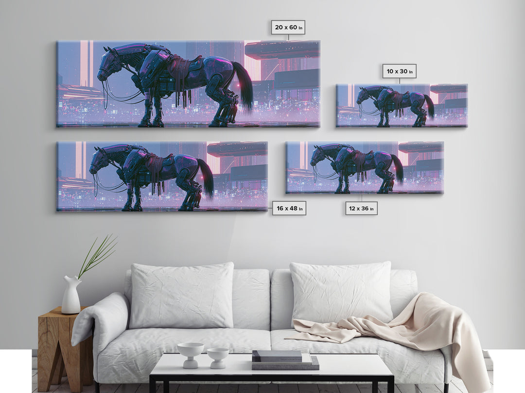 Steam Powered Horse Framed Canvas Print, Steampunk Art, Wall Decor, Living Room Decor, Fine Art, Mechanic, Whimsical Decor, STE-3x1-55