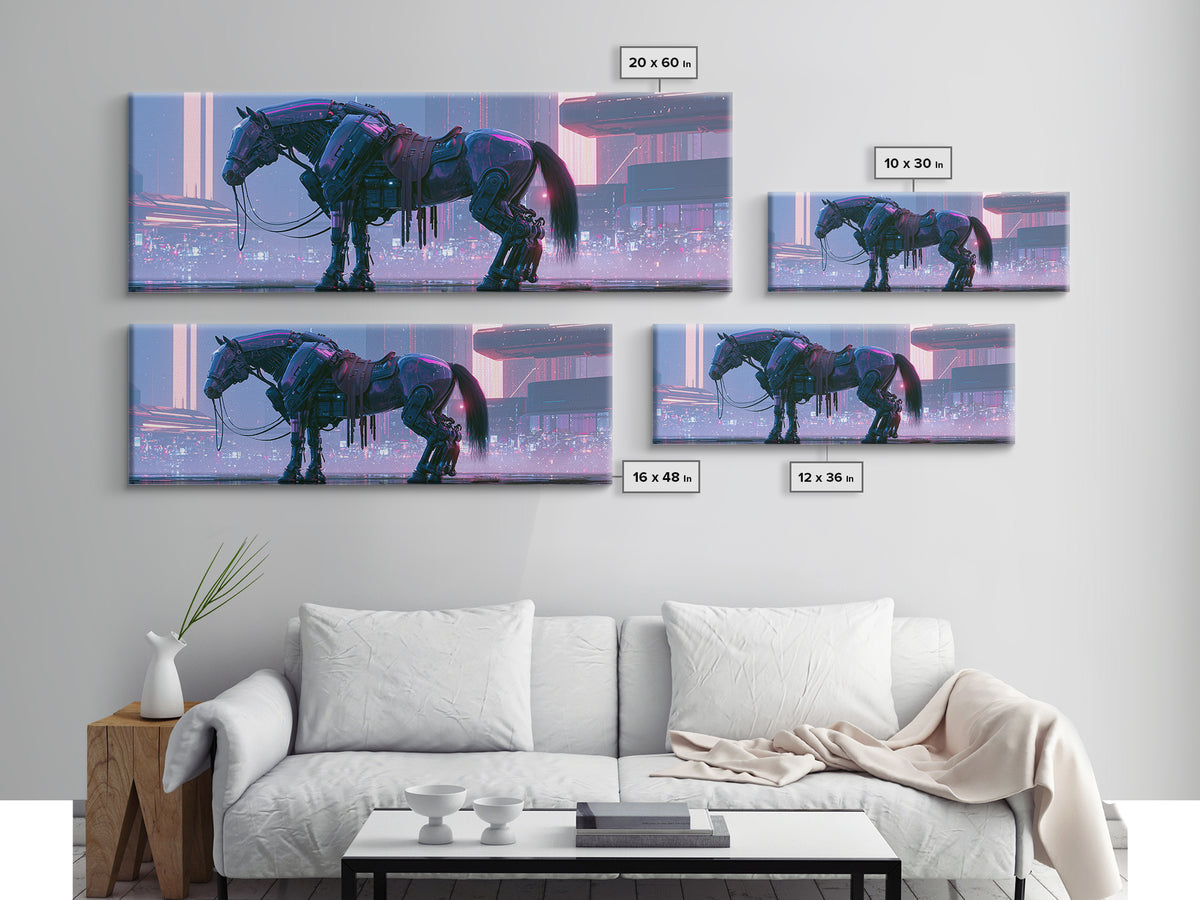 Steam Powered Horse Framed Canvas Print, Steampunk Art, Wall Decor, Living Room Decor, Fine Art, Mechanic, Whimsical Decor, STE-3x1-55