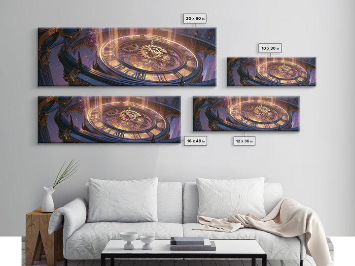 Clock Tower Gears Framed Canvas Print, Steampunk Art, Steampunk Decor, Living Room Decor, Fine Art, Mechanic, Textured Painting, STE-3x1-77