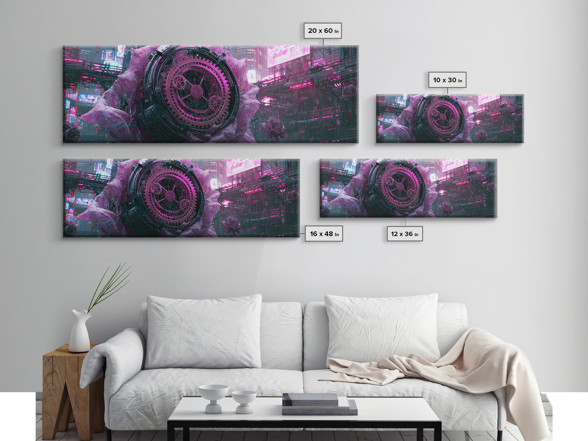 Mechanical Rose Made of Copper Gears Canvas Print, Steampunk Art, Digital Art, Living Room Decor, Fine Art, Mechanic, STE-3x1-91