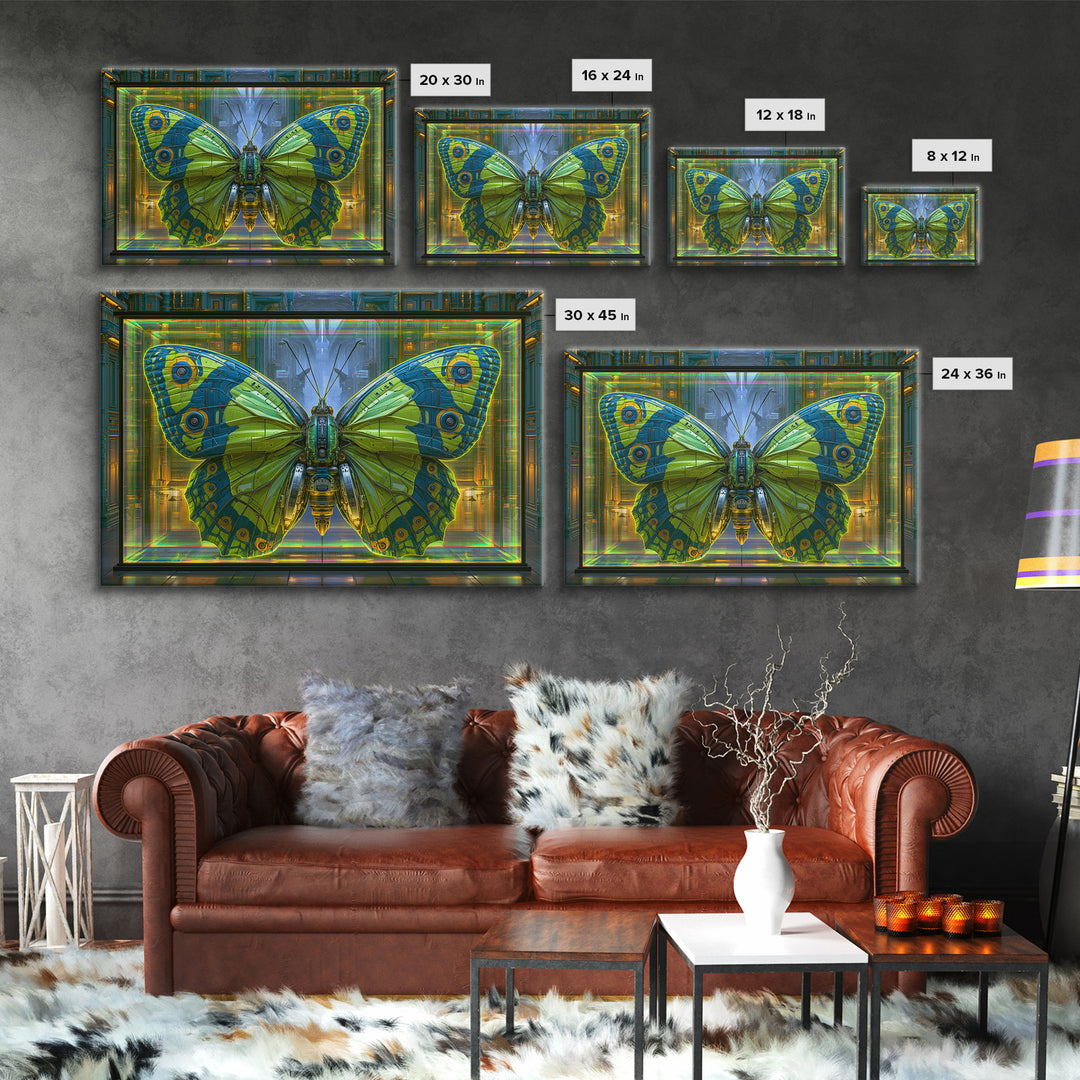 Mechanical Butterfly Specimen Canvas Print, Steampunk Art, Whimsigoth Decor, Living Room Decor, Mechanic, Neutral Decor, STE-3x2-42
