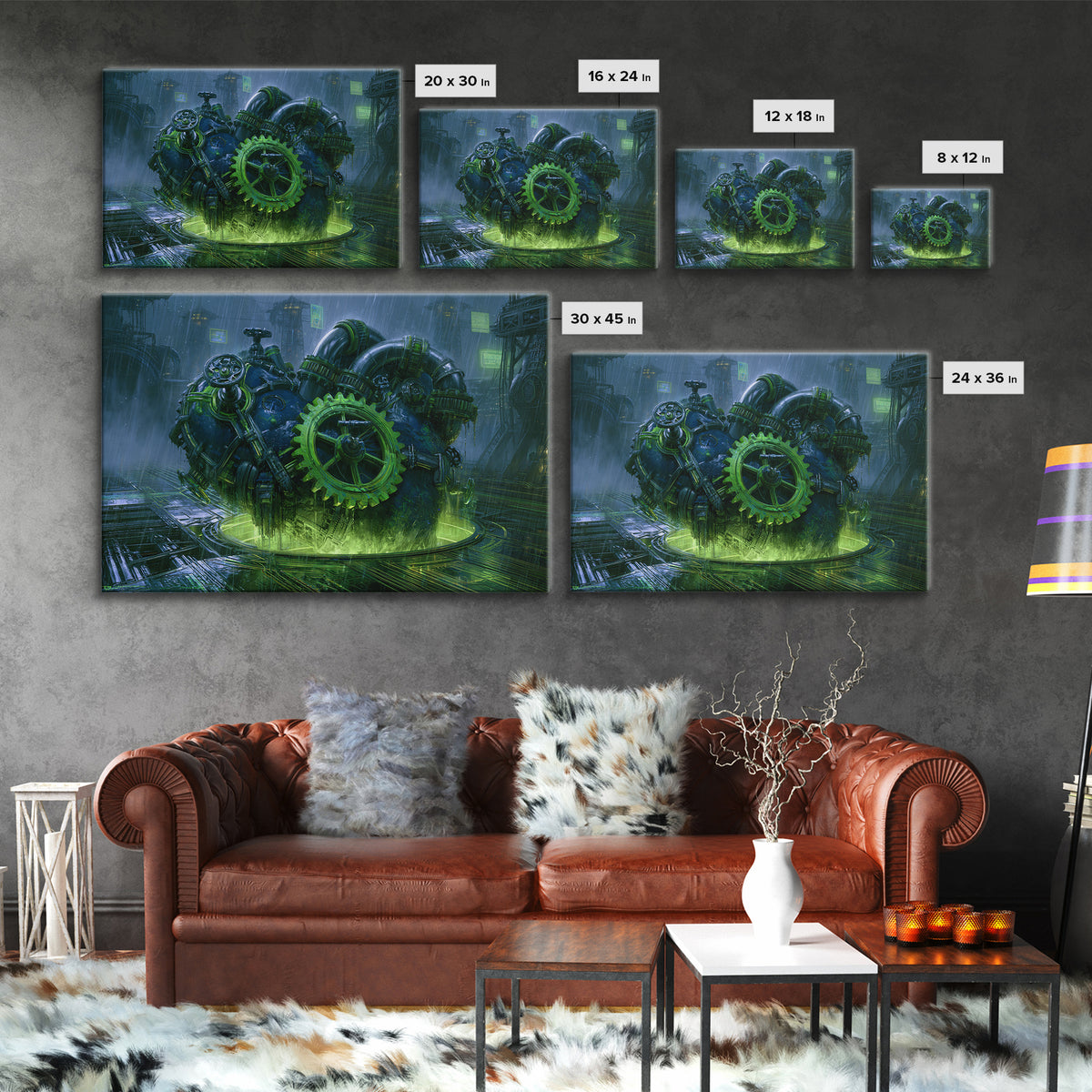 Gear Heart with Pipes and Valves Canvas Print, Steampunk Art, Gallery Decor, Living Room Decor, Fine Art, Mechanic, Wall Art, STE-3x2-48