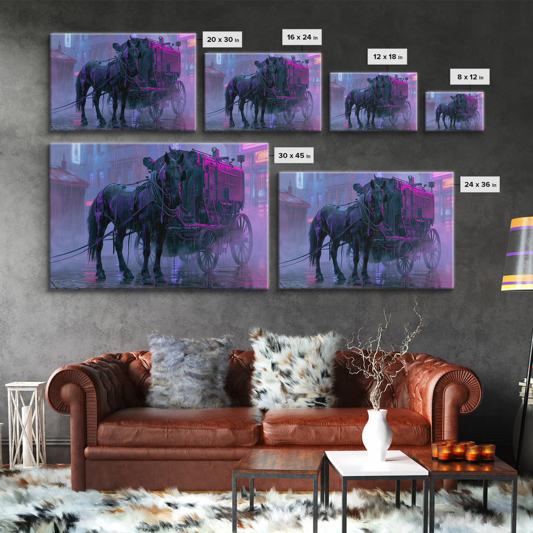 Steam Powered Horse Framed Canvas Print, Steampunk Art, Printable Art, Living Room Decor, Oil Painting, Mechanic, STE-3x2-91