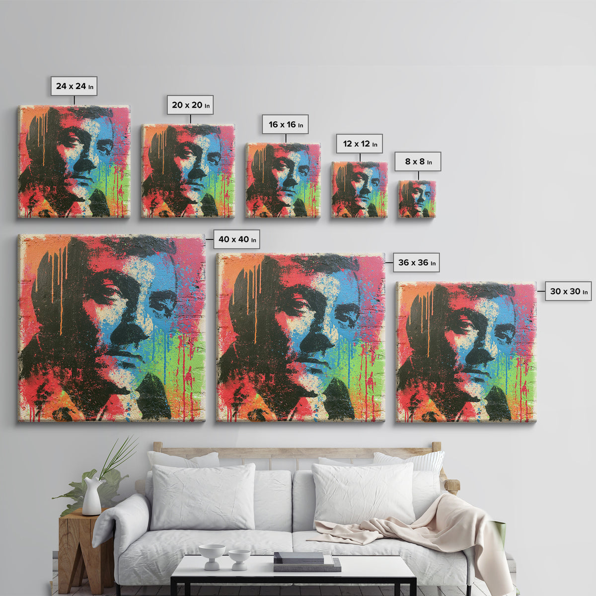 Bold Stencil Portrait Canvas Print, Street Art, Art Print, Living Room Decor, Oil Painting, Urban, Original Painting, STR-1x1-49