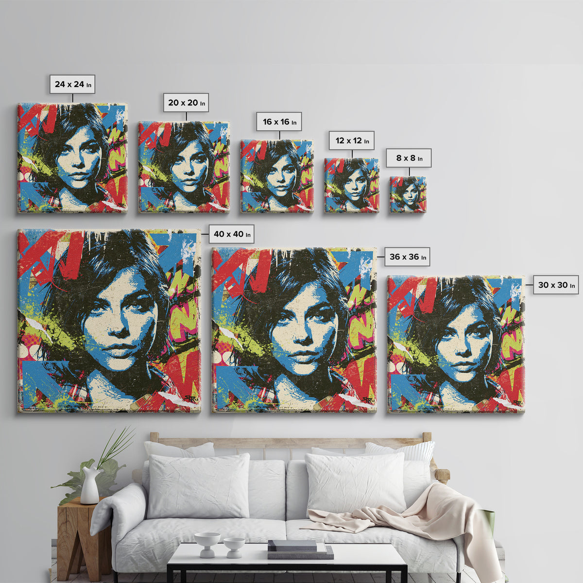 Wildstyle Arrows and Abstract Letter Forms Without Canvas Print, Street Art, Minimalist Decor, Living Room Decor, Urban, STR-1x1-89