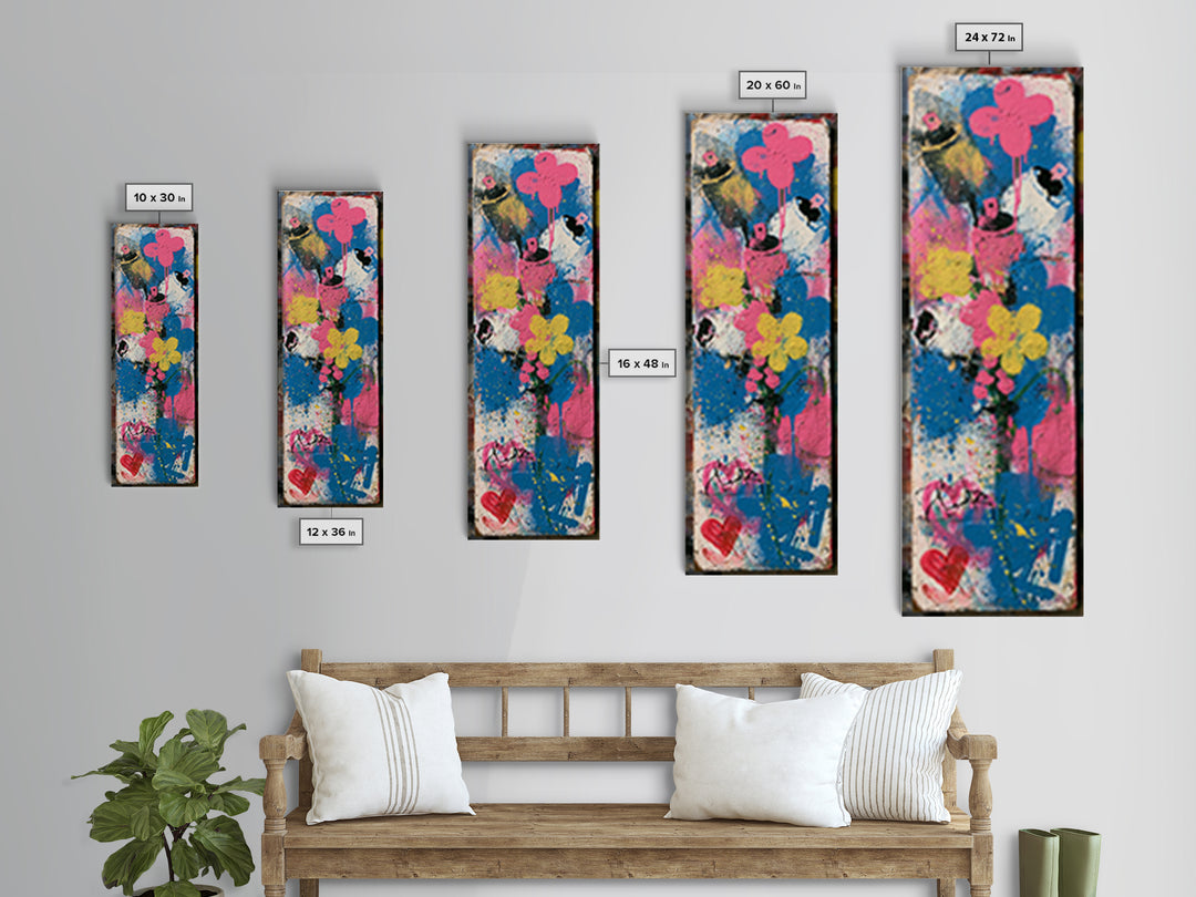 Spray Can Bouquet Framed Canvas Print, Street Art, Neutral Decor, Living Room Decor, Fine Art, Urban, Home Decor, Poster, STR-1x3-75