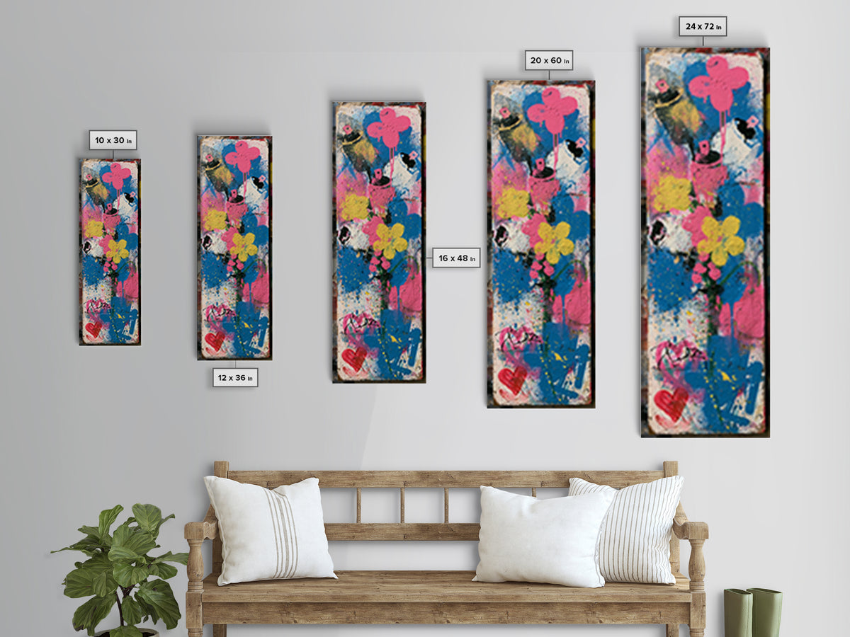 Spray Can Bouquet Framed Canvas Print, Street Art, Neutral Decor, Living Room Decor, Fine Art, Urban, Home Decor, Poster, STR-1x3-75